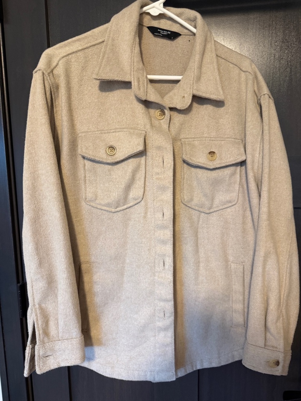 Beige Utility Shacket with Chest Pockets